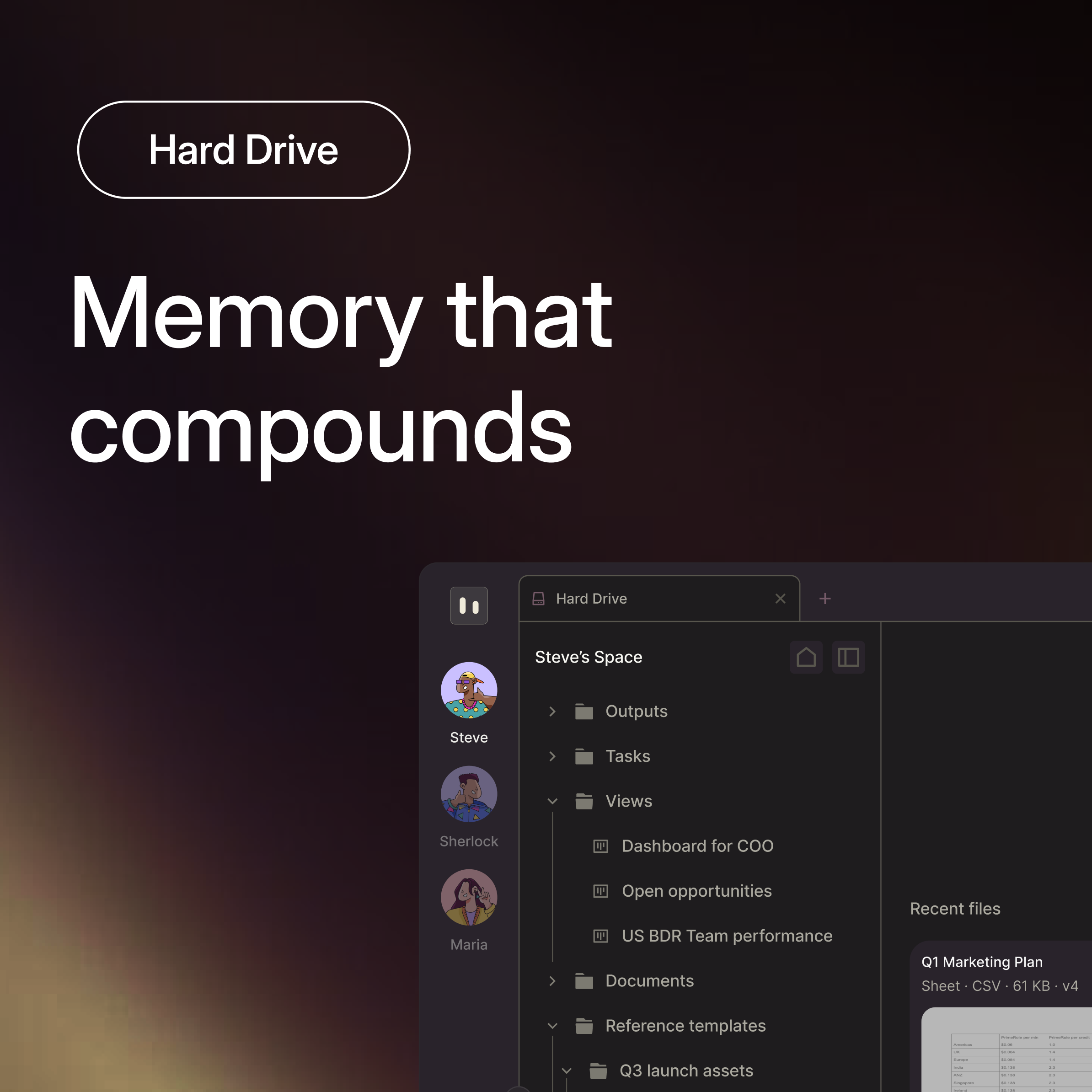 What teams store in Hard Drive